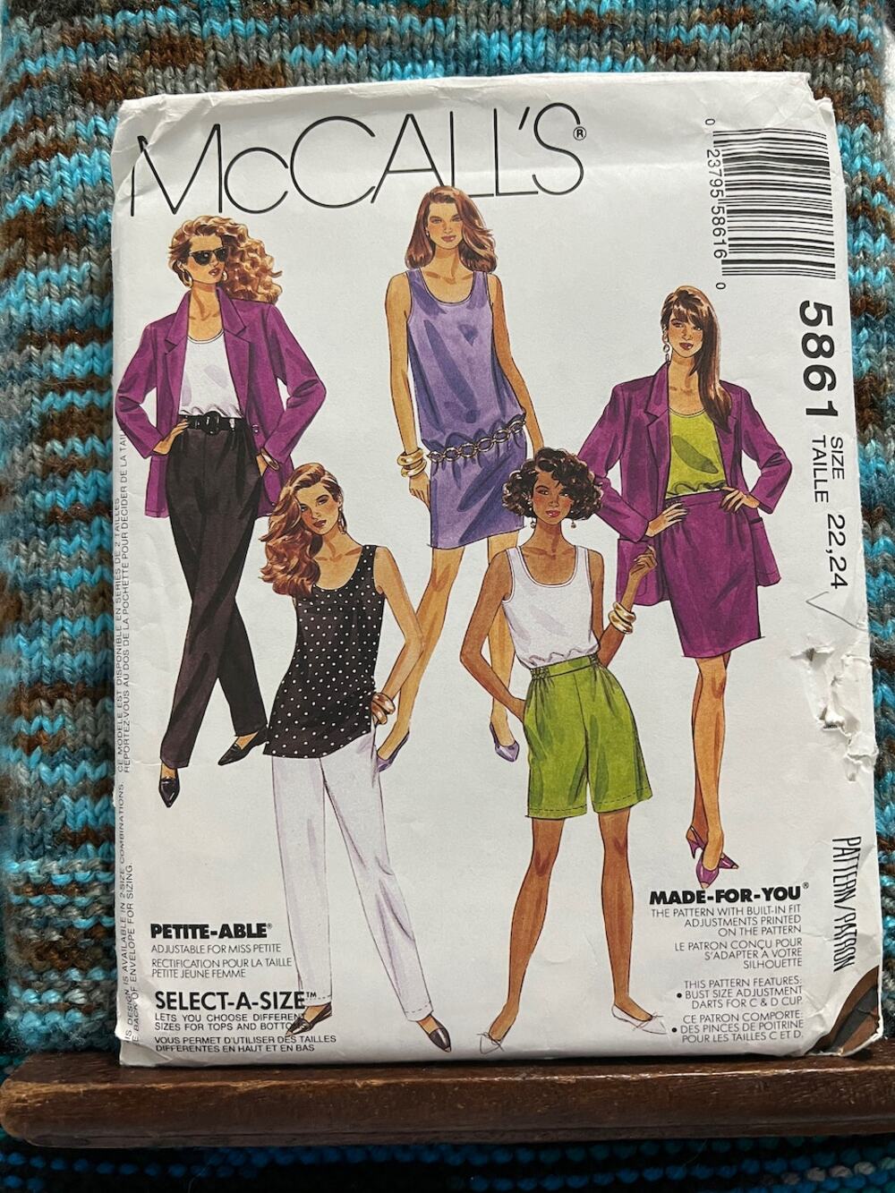 McCalls pattern 5861 jacket dress top skirt pants shorts 1980s
